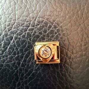 Gold Crystal Heart Italian Charm Link – Sparkling Love Charm